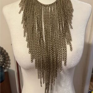 Elegant Gold Chain Fringe Necklace